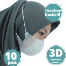 MASKER HIJAB MODEL DUCKBILL ORLEE ASLI 10 pcs // DUCKBILL HITAM PUTIH TERBAIK!!!