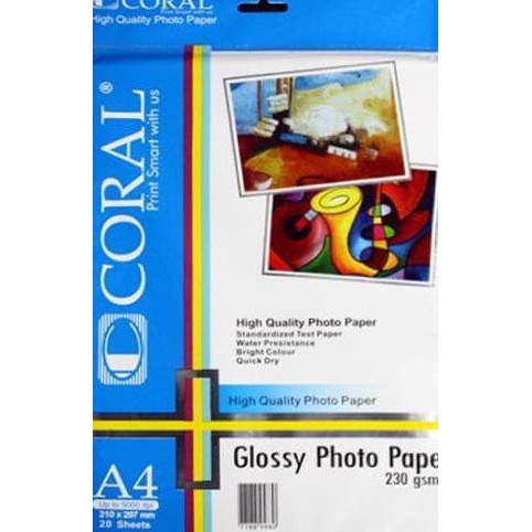 

Promo Murah !!! Kertas Photo Coral Glossy A4 230 Gsm - Photo paper Glossy 230gsm Terbaru