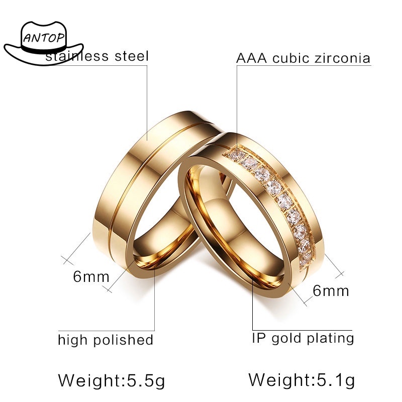 Satu Cincin Pertunangan Cincin Kawin Fashion Korea Untuk Pria Dan Wanita ANTOP