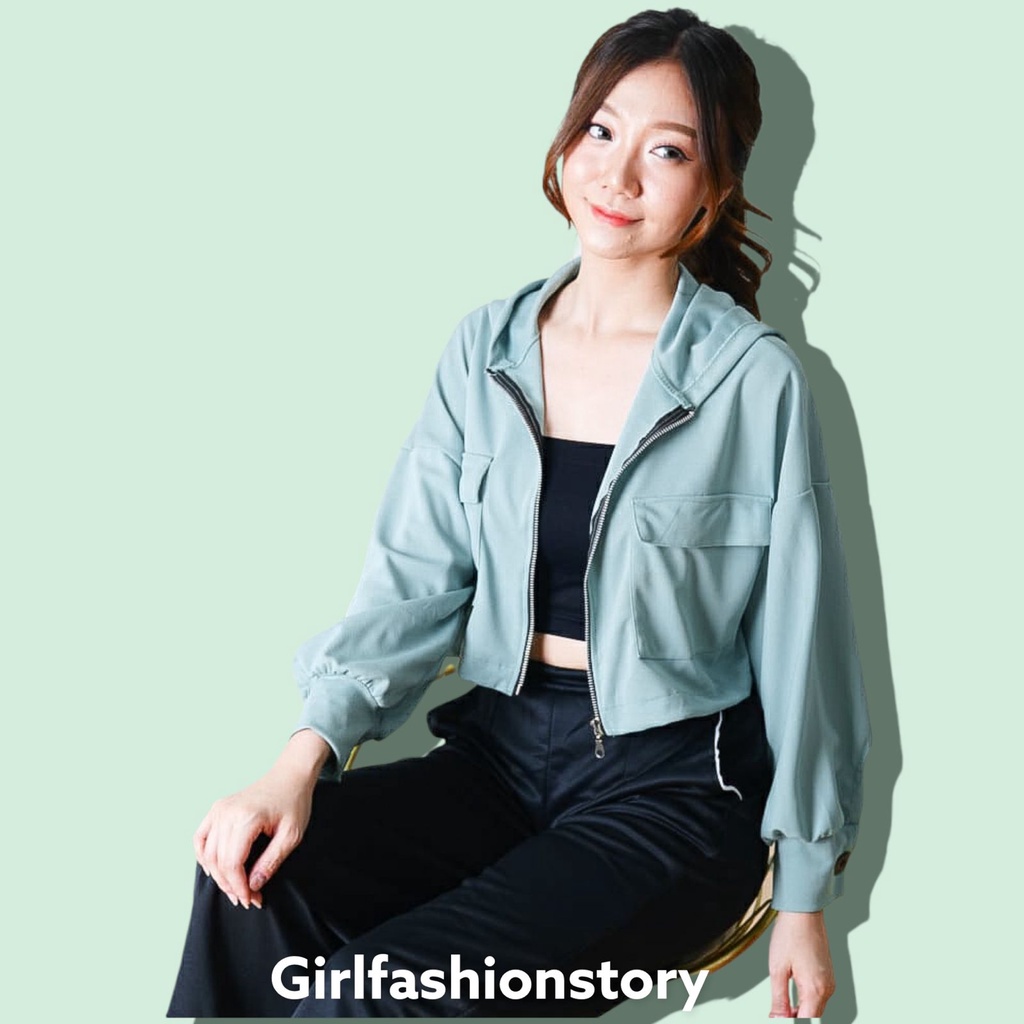 BEFAST - ZFS OOTD Wanita Jaket TEGUH / BEATRIX OVERSIZE CROP JACKET / Jaket Crop / Jaket Resleting / Jaket Polos / Jaket Atasan Remaja Kekinian / Jaket Ala Korean Terbaru 2022