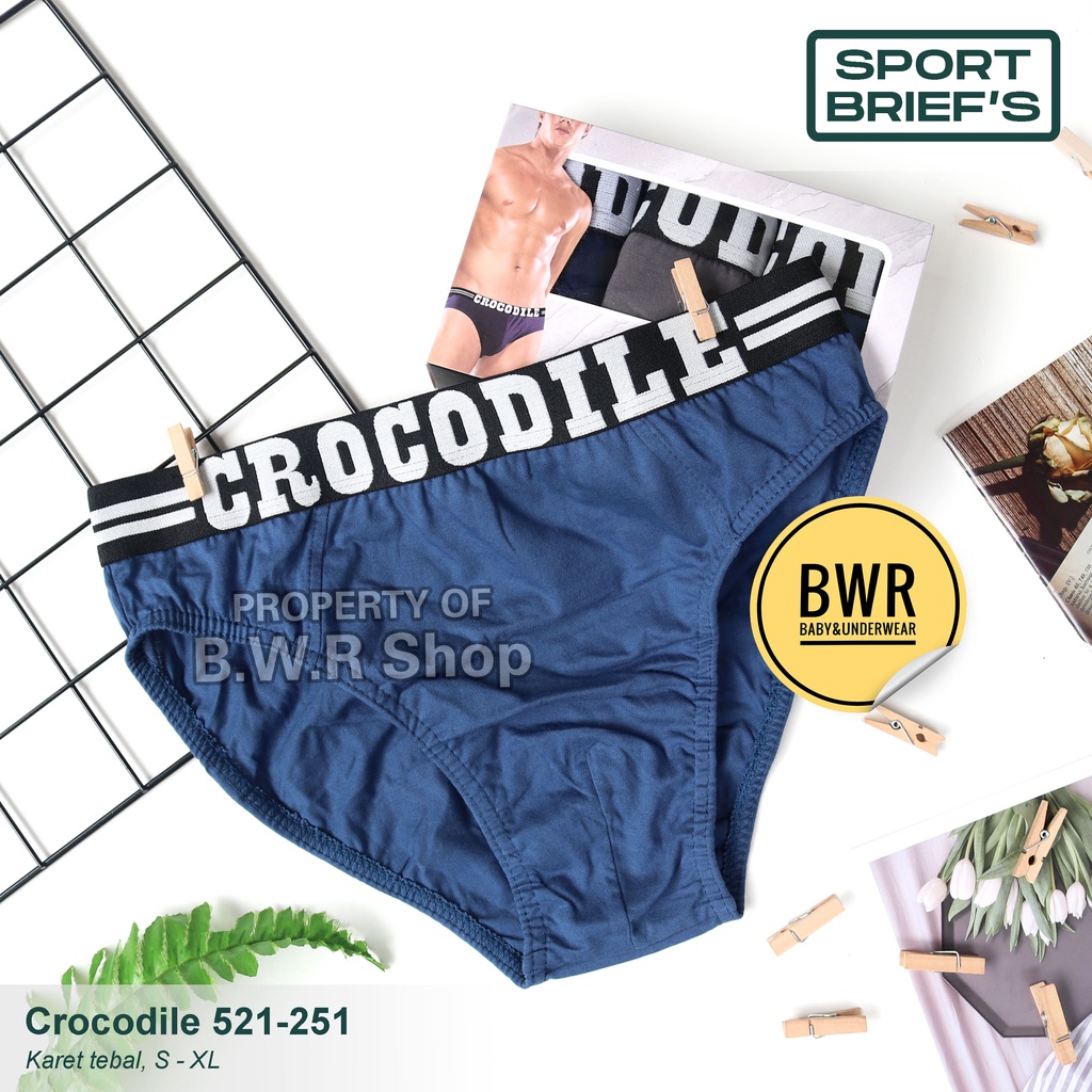 [ 3pc ] CD CROCODILE 521 - 251 SPORT / Celana Dalam Pria Sempak Karet Tebal Boxer Man Briefs | Bwr