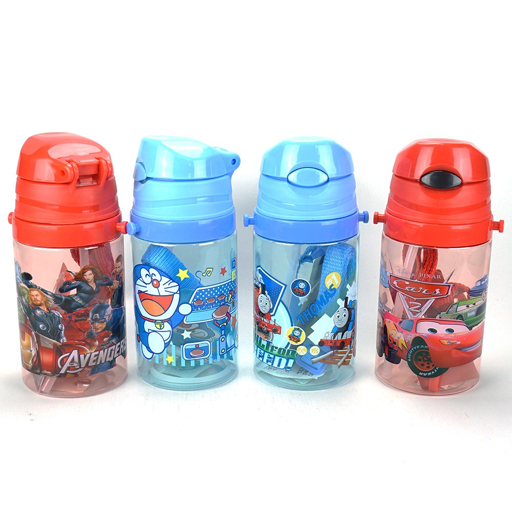 (X-3657) Botol Minum Anak350 ml Karakter BPA Free Tombol Sedotan