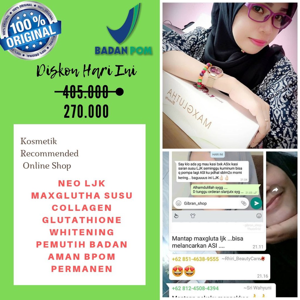 Neo LJK MaxGlutha Minuman Pemutih Kulit BPOM Permanen