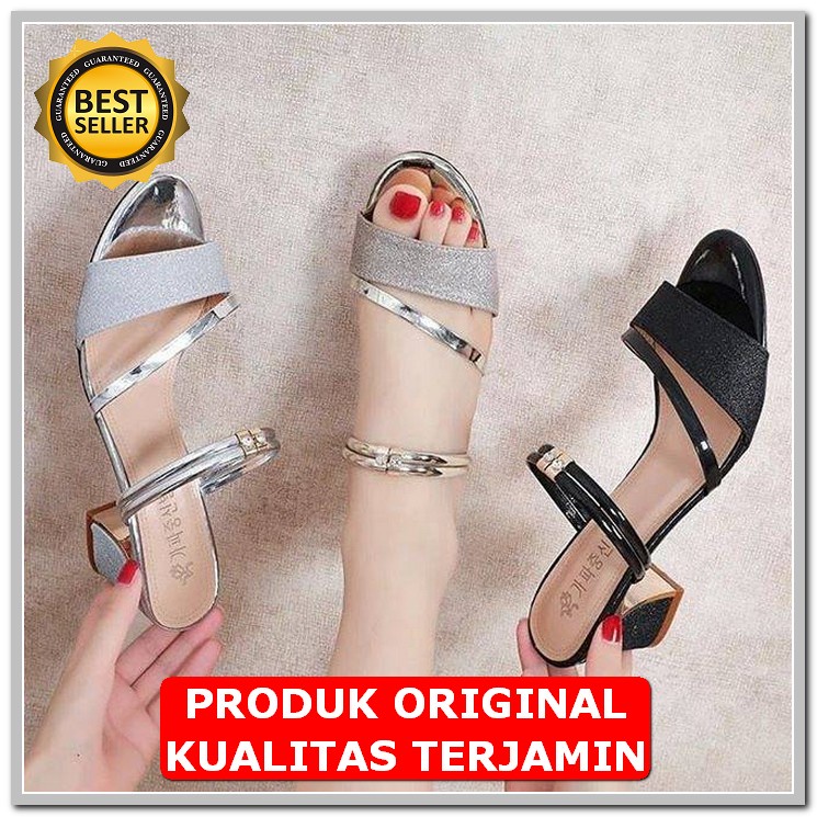 Sandal Rajut Hak Kaca Sendal Heels Hils Hil Wanita Cewek Perempua VP533 Hak Tahu Fz02