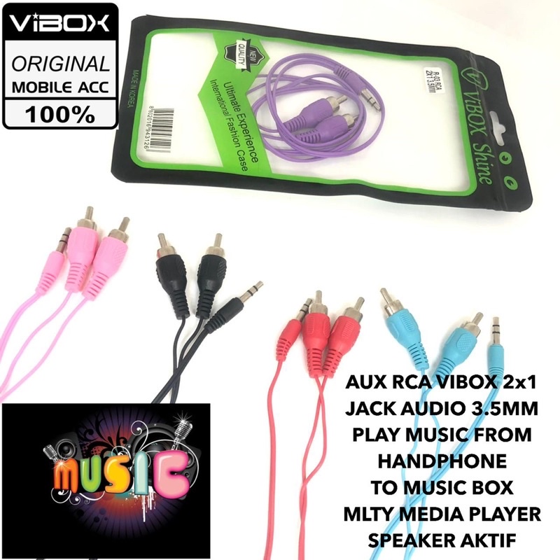 AUX RCA R03 VIBOX 2x1  JACK AUDIO 3.5MM PLAY MUSIC FROM HANDPHONE  TO MUSIC BOX MLTY MEDIA PLAYER SPEAKER AKTIF