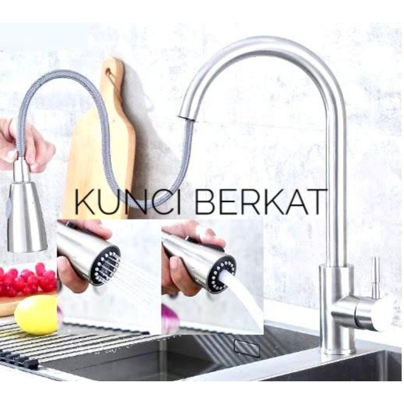 Kran cuci piring panas dingin tarik/keran/stainless doff/meja