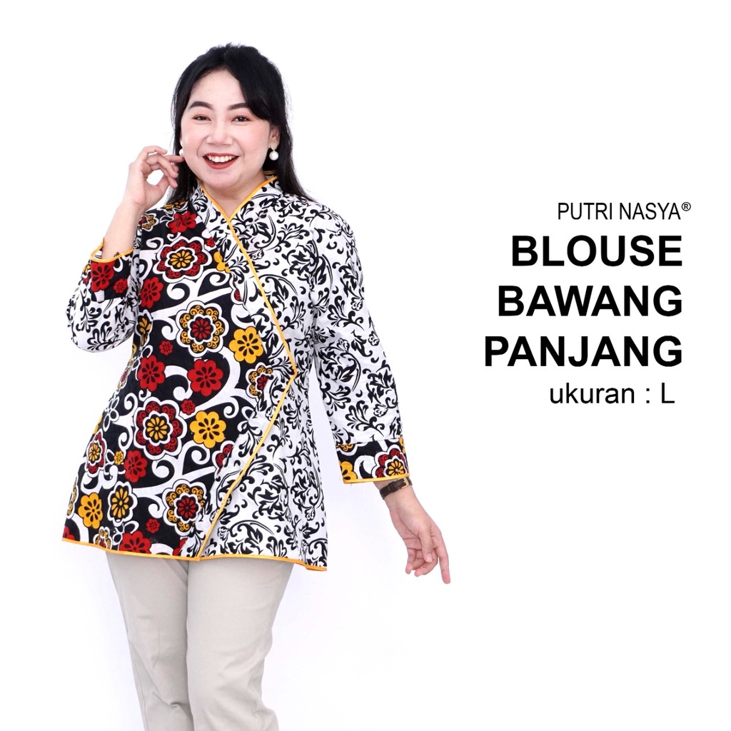 Atasan Batik Jumbo Wanita Blouse Big Size Wanita Lengkap S-M-L-XL-2L-3L-4L-5L-6L-7L Model Blus Jumbo Seragam Batik / Atasan Batik Seragam Kantor Formal LD 140 Kekinian