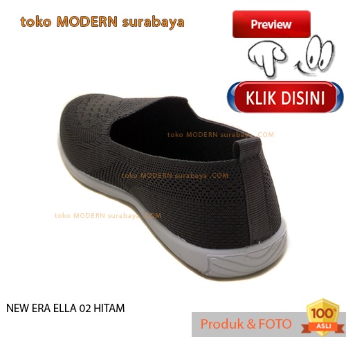 Sepatu wanita flat casual slip on NEW ERA ELLA 02 HITAM