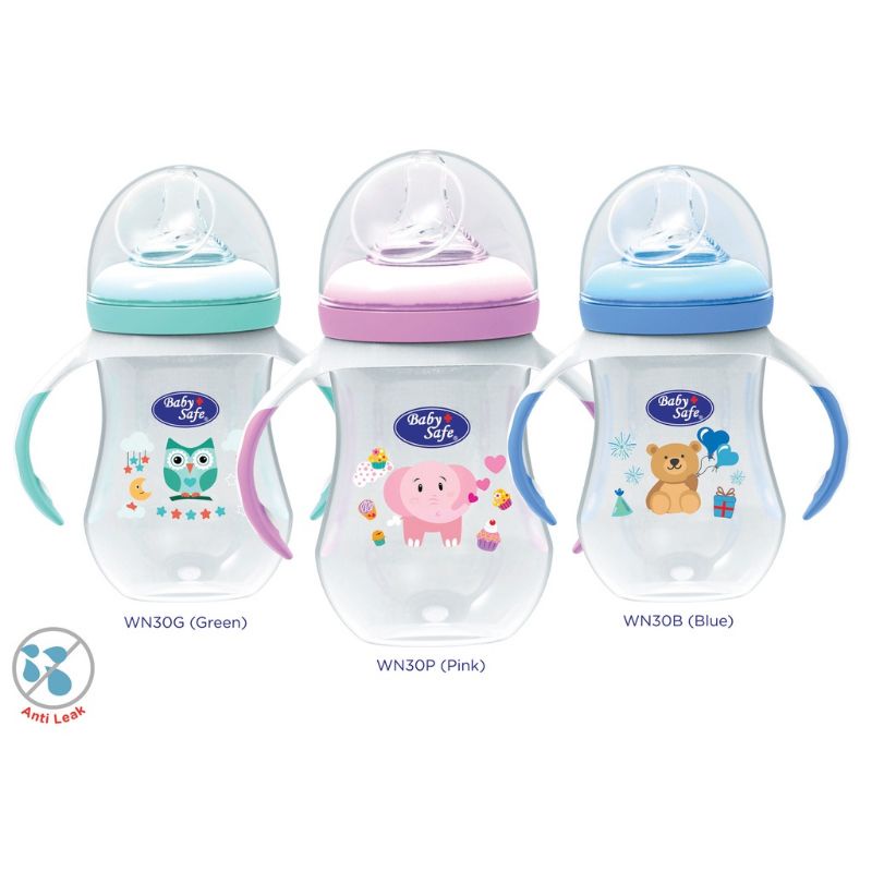 Baby Safe WN30 Botol Wideneck 3 stage with handle 250ml pegangan