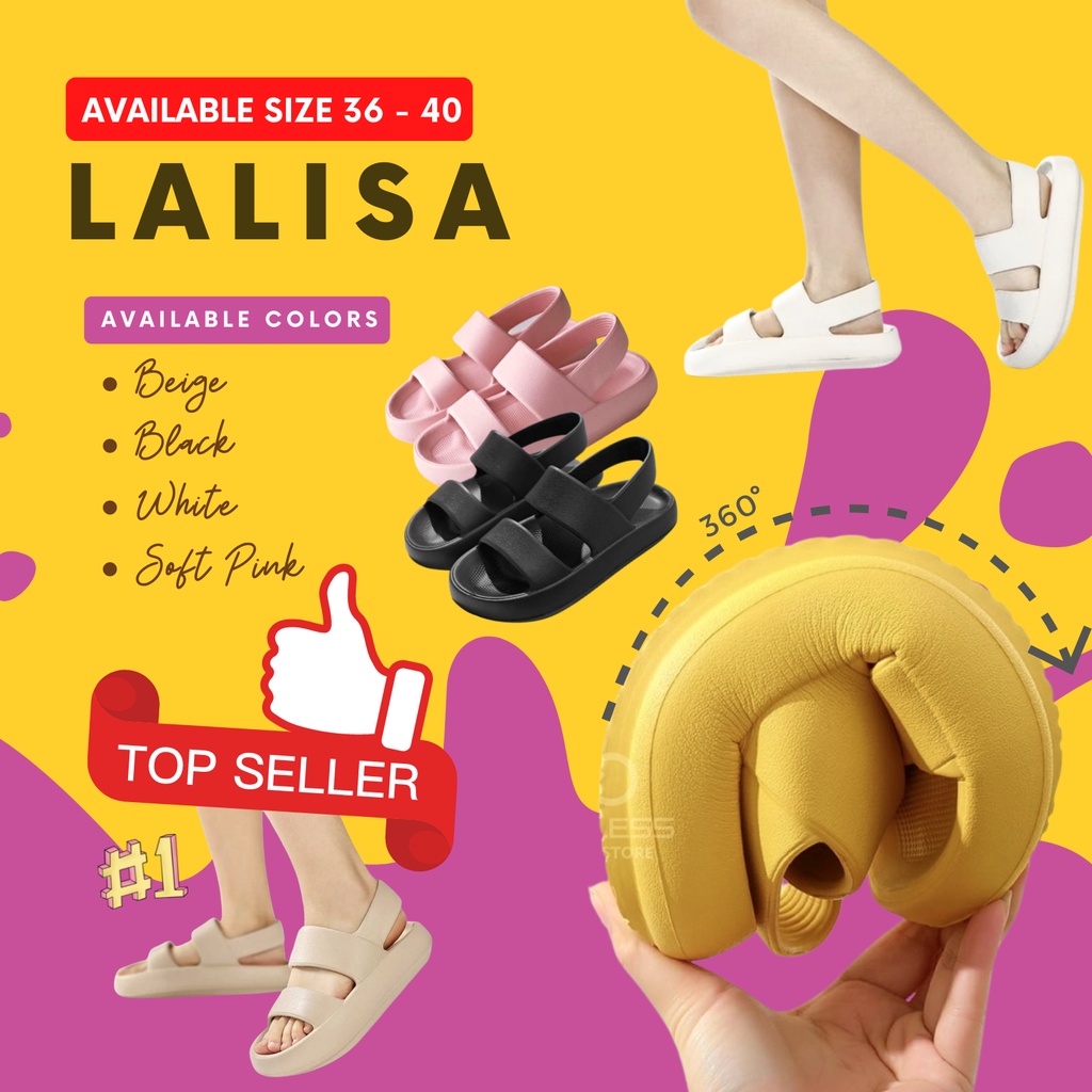 Sandal Slop Wedges Ringan & Empuk Wanita | Sandal Lalisa Limitless