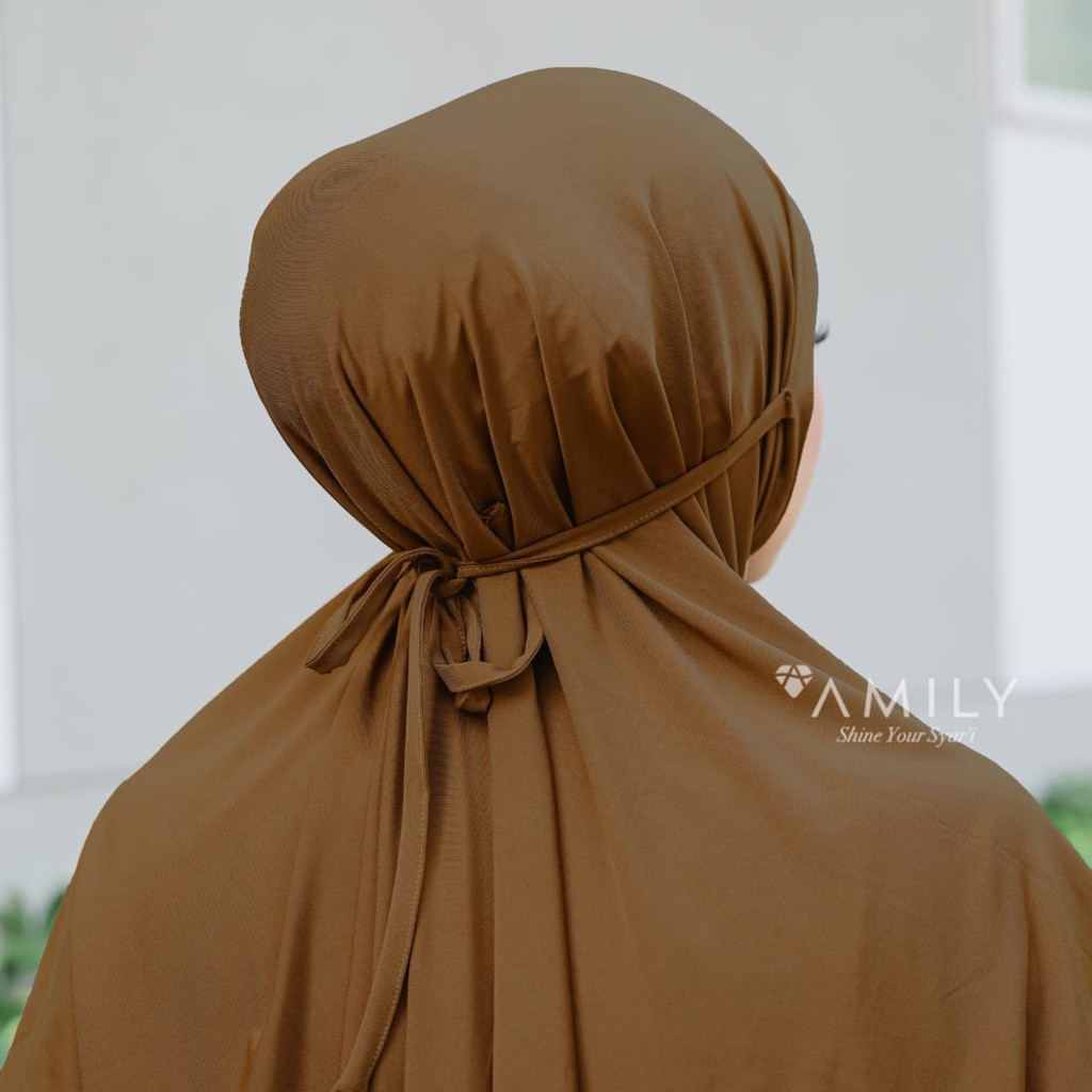 Hijab tali instan Bergo Elif Amily-brown sugar