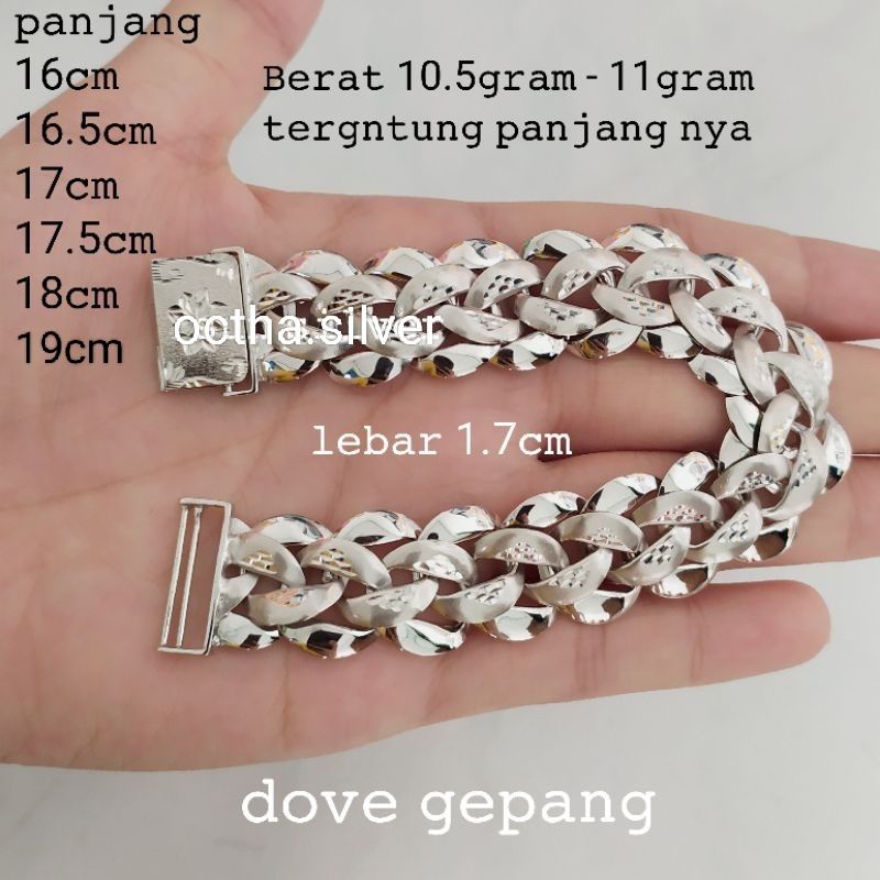 GELANG RANTE KEPANG PERAK 925 LAPIS MAS PUTIH/CROOM