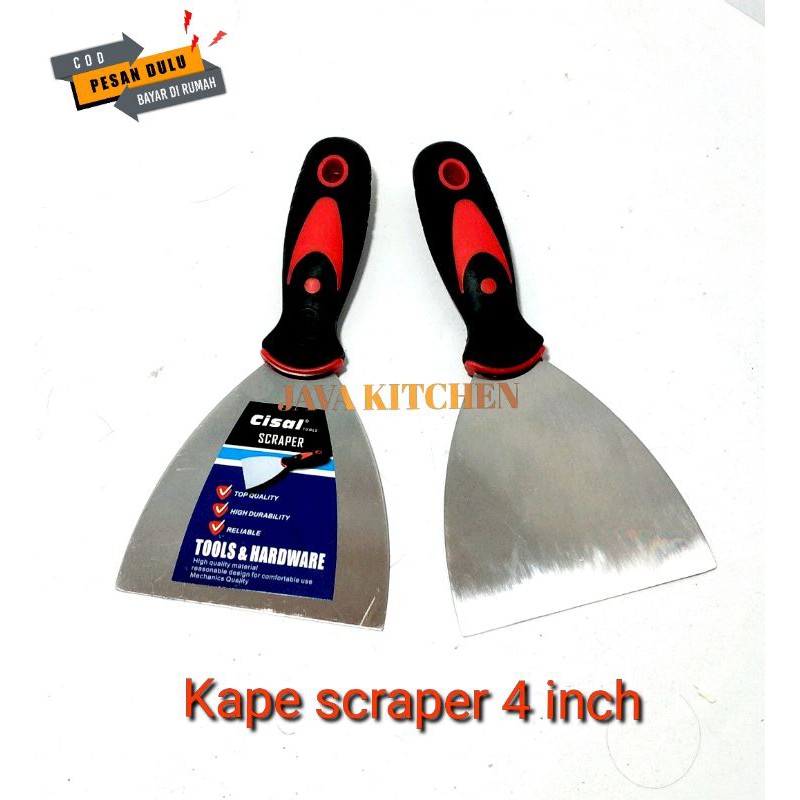 Kape Gagang Karet / Scraper Kue Stainless Gagang Karet Kape Martabak telor Ukuran 4 inch