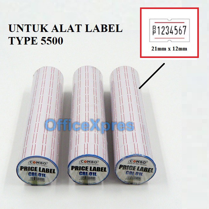 Label Harga / Kertas Label 1 Baris / Price Label 1 Line Putih Combo