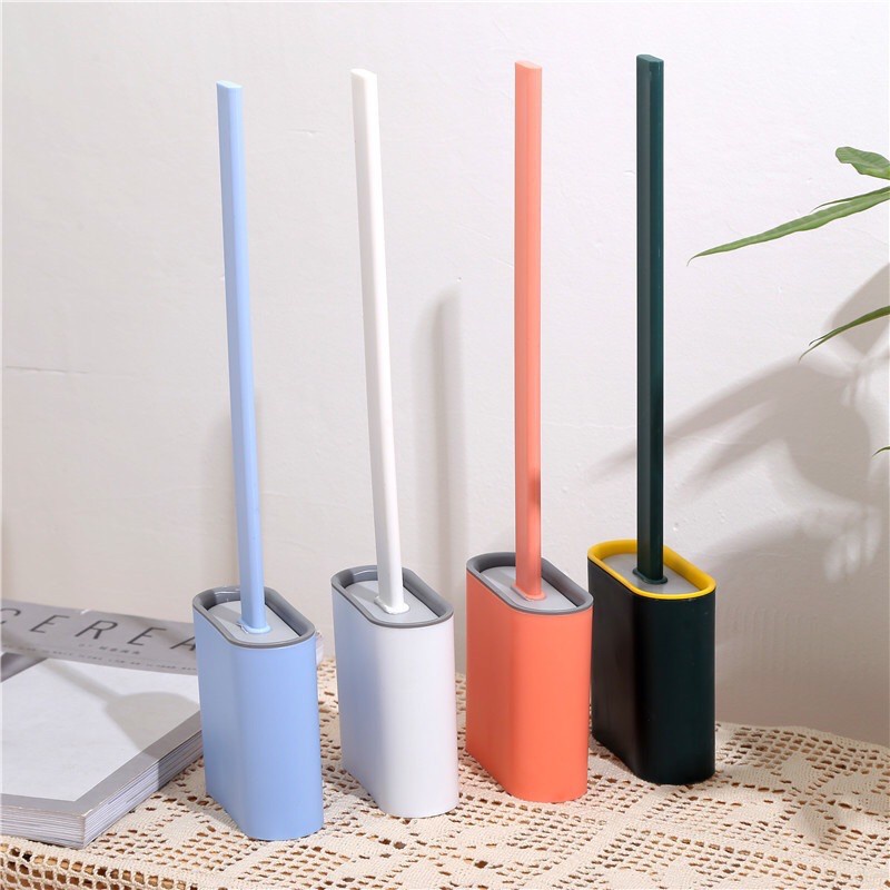 Sikat WC Silikon Sikat Pembersih Toilet Brush Silicone Flexible Dengan Wadah Aesthetic Fleksibel