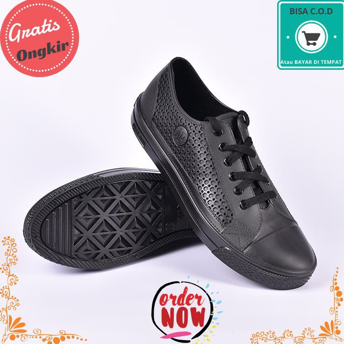 COD 722 Sepatu Pria Wanita ApStar AP Star By Ap Boots Karet PVC Karet Full Black Hitam waterproof