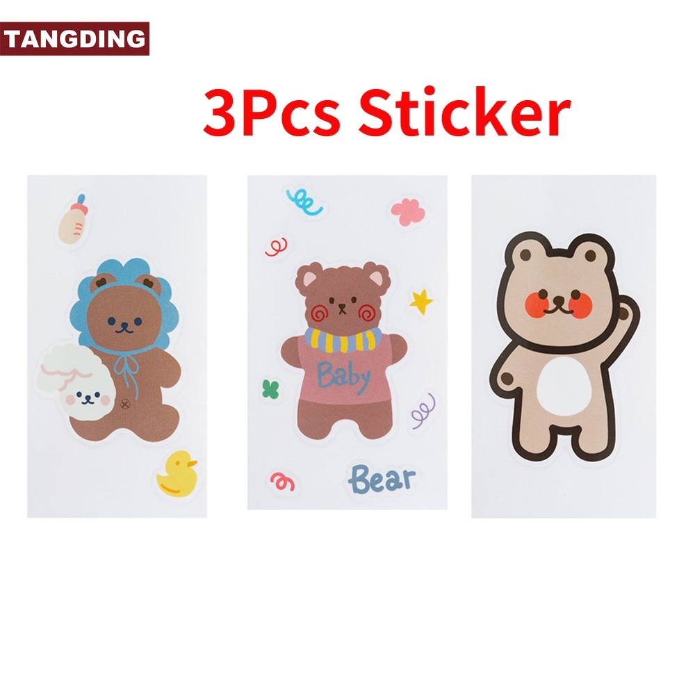 (Cod Tangding) Stiker Thermos Motif Kartun Beruang / Kelinci Bahan Pvc Anti Air Gaya Korea