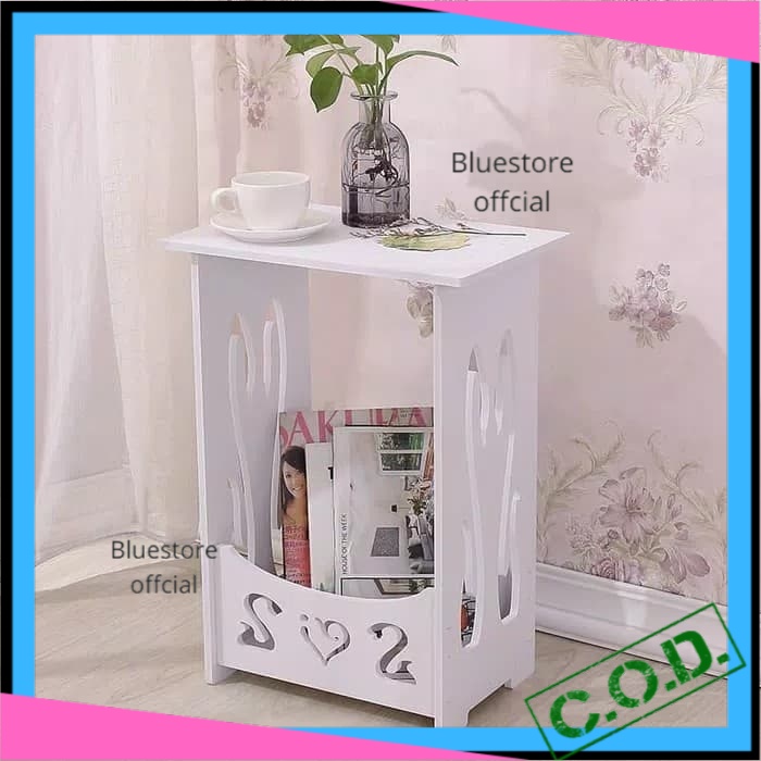 Meja Sudut Minimalis Ruang Tamu Kamar Tidur Vintage Kecil Coffe Table Dekorasi Rumah Aesthetic Rak B