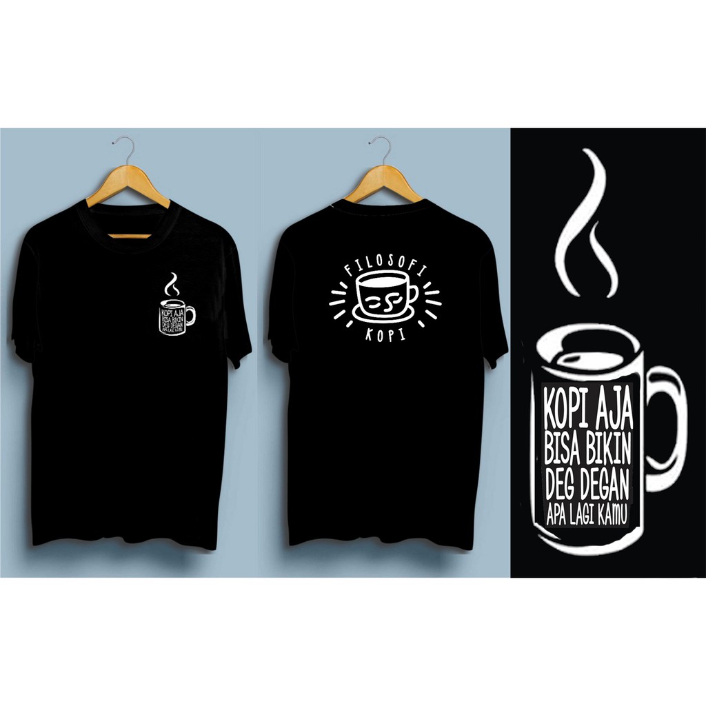 Kaos Pria Sablon Depan Belakang Gambar Kopi