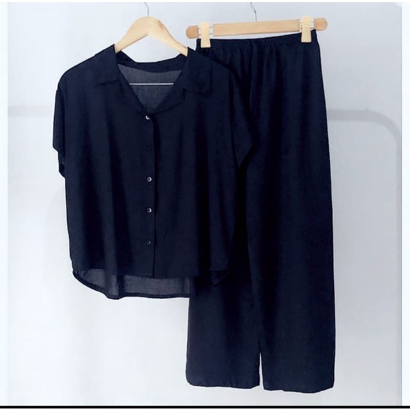 Piyama/ Baju Tidur Dewasa/  Set Kemeja Polos