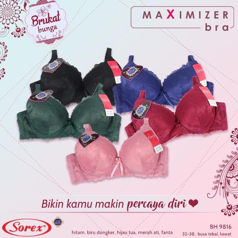 #Sale KN8OO BH SOREX 9816 Maximizer Push Up Bra Kawat Busa Tebal Brukat UK 32-38 Diskon