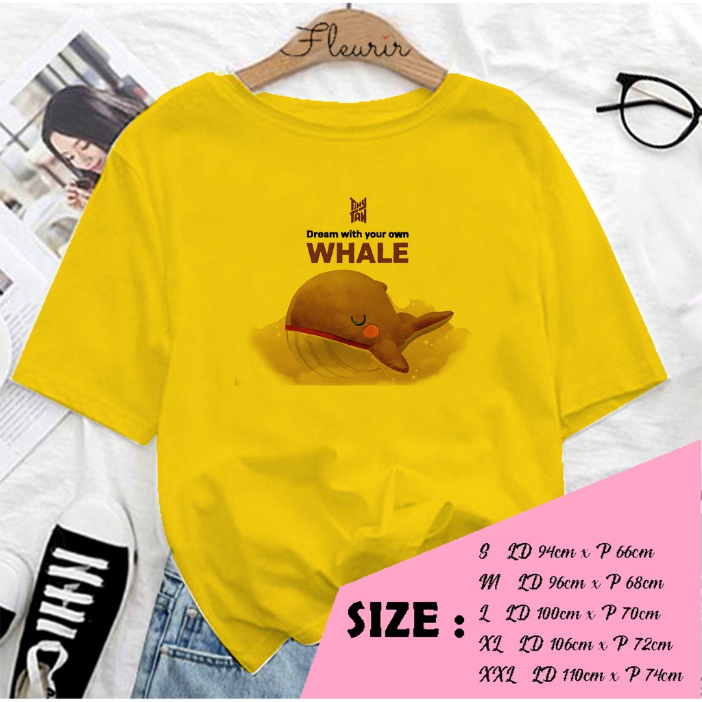 FLEURIR - KAOS  TINYTAN WHALE KAOS OVERSIZE KATUN KAOS WANITA DEWASA TUMBLR TEE