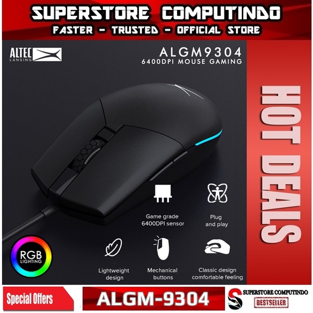 Mouse Gaming Altec Lansing ALGM-9304 RGB Gaming Mouse 6400 DPI