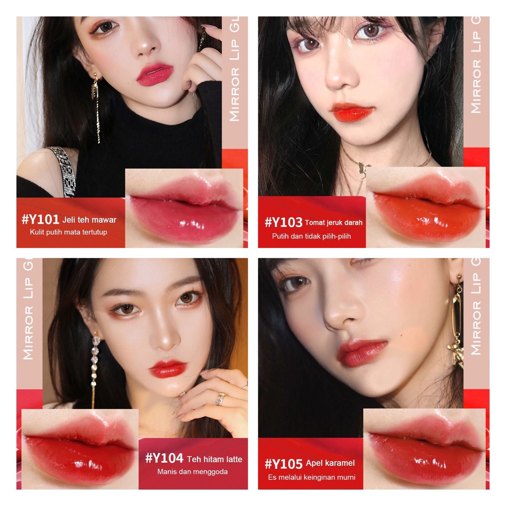 YZS lip gloss Matte Velvet Lipstick Lip Glaze Lip Gloss Moisturizing Lip Gloss Transparant Glasting LipGloss 9 Warna Glossy Lip Gloss Lipstick Lip Plumper Korean Lip Gloss