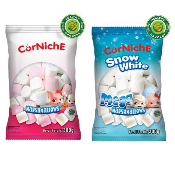 

CORNICHE Marshmallow Mega 300 gr / Pink White / Snow White / Marshmallows / Marshmellow / Marshmellow / PERMEN HALAL / MURAH