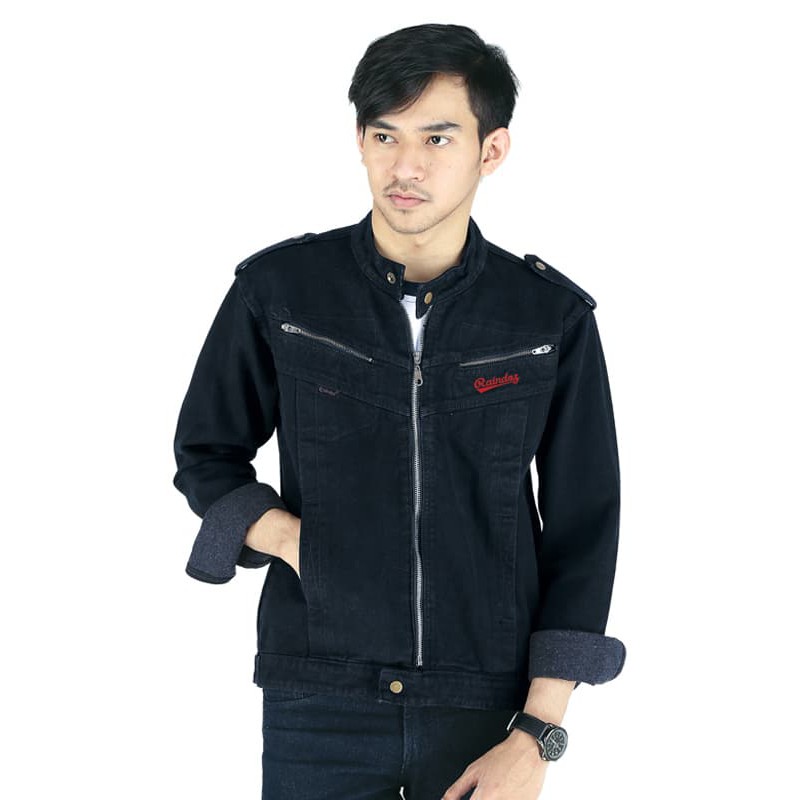 BIG SALE JAKET JEANS LEVIS PRIA TEBAL WARNA HITAM ZIPPER RNDZ ORIGINAL KEREN