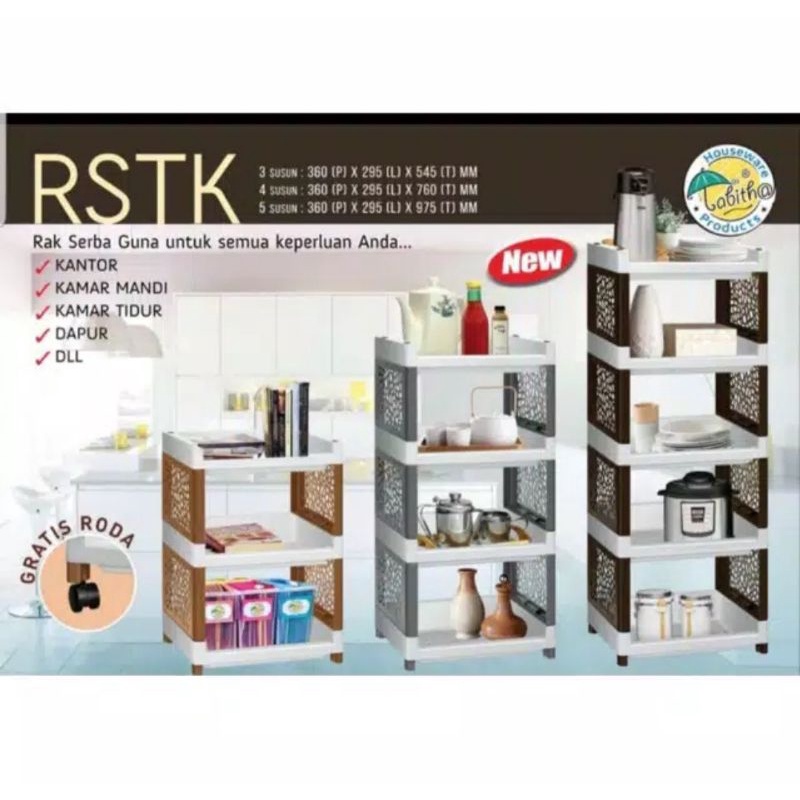 Rak TABITHA / Rak Serbaguna roda / Rak Apartemen 4 Susun dan 3 Susun Rak TABITHA / RAK PLASTIK