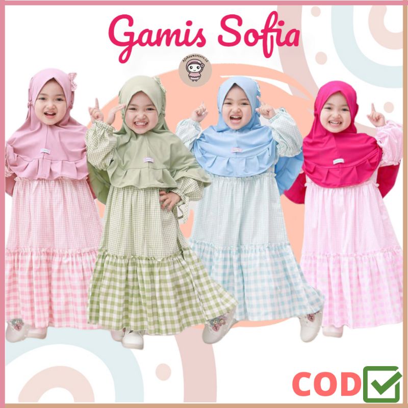 Gamis Sofia Set By Cutie Pie / gamis anak Ready M dan XL