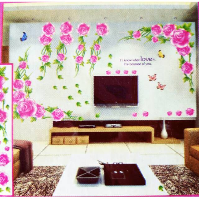 Wallsticker 3D Pink Rose/ 3 dimensi/ flower/ bunga/ stiker dinding/ dekorasi rumah