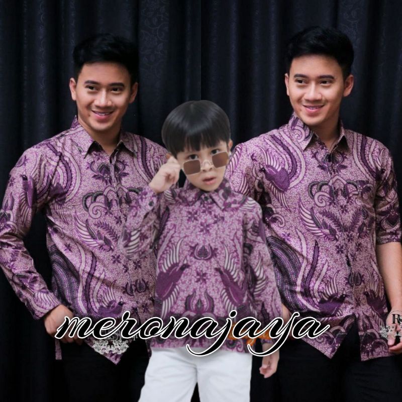 MERONAJAYA - batik couple ayah dan anak laki-laki BATIK LILAC TERMURAH KUALITAS MEWAH