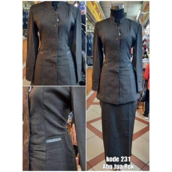 baju seragam uniform kerja guru PDH ABU-ABU TUA SET CELANA UKURAN L