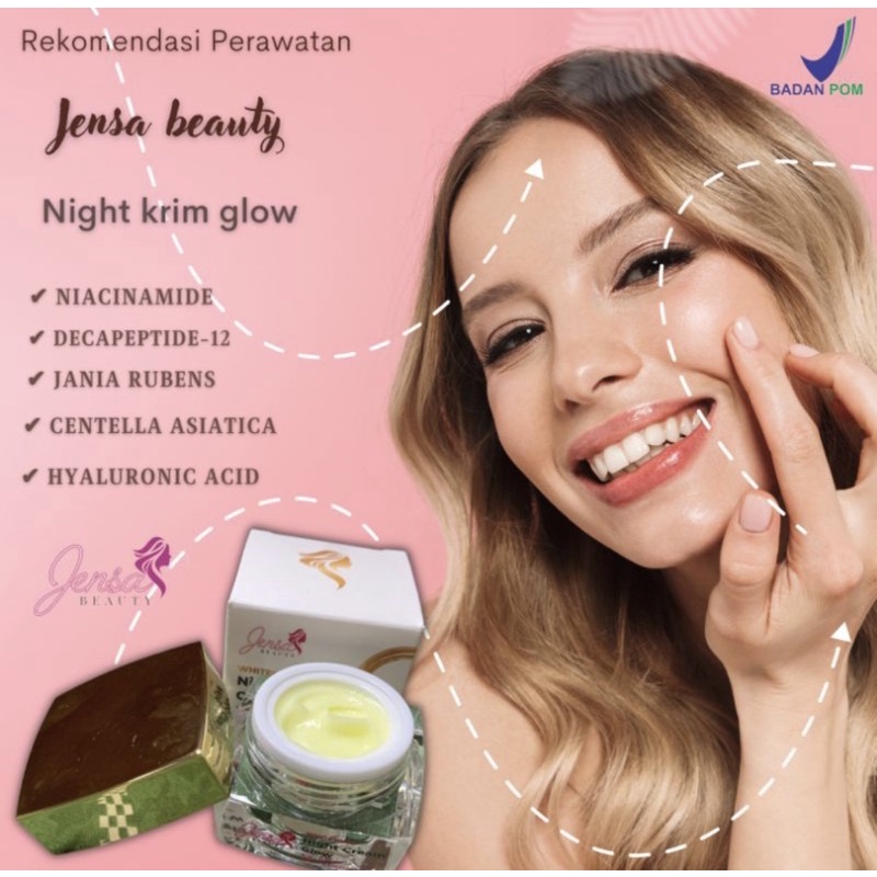 NIGHT KRIM GLOW Jensa Beauty/krim BPOM/Krim pemutih