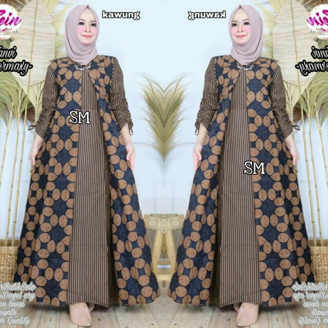Gamis Batik Manggar Padi Sekar Cantik Kubis Kipas Daun Kupu Nadine,batik,cantik 