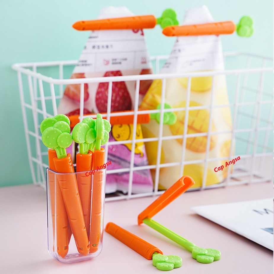 KLIP WORTEL CARROT CLIP SNACK SEALING PENJEPIT PENYEGEL IKETAN PLASTIK 1PC 5PCS TEMPELAN MAGNET KULKAS JEPITAN KEMASAN MAKANAN