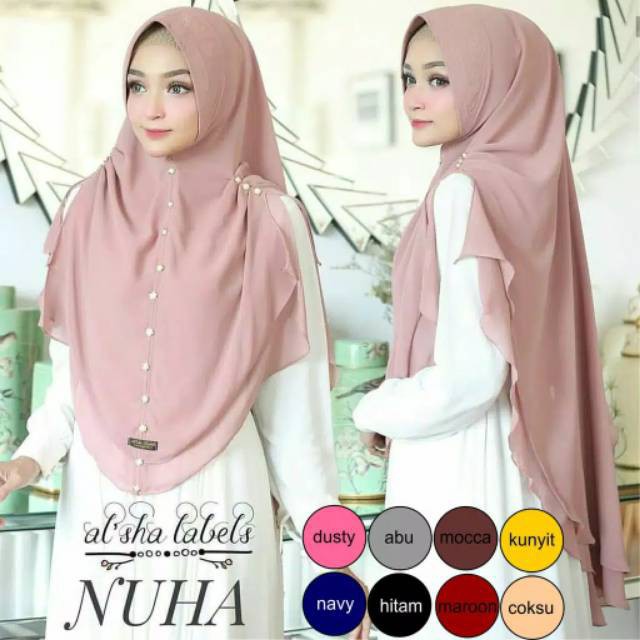 KHiMAR NUHA jilbab jombo aplikasi swarosky seruty