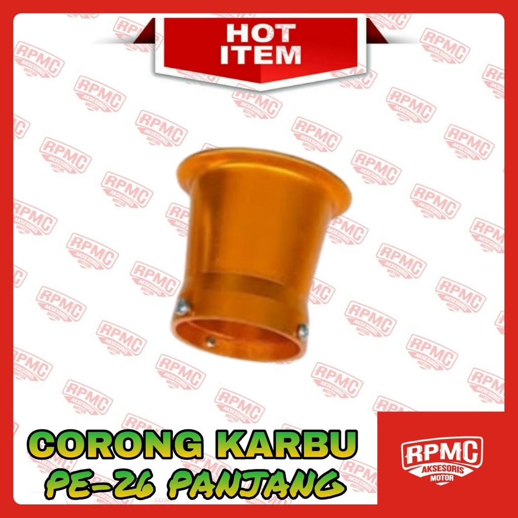 CORONG KARBU PE 26 PANJANG VELOCITY STACK CARBURATOR ALMUNIUM PWL PWK PWM PJ SUDCO KING GRAND GL MRGAPRO TIGER UNIVERSAL-GOLD
