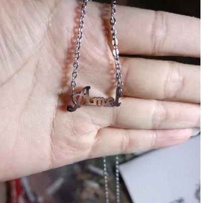 Kalung nama custom silver kecil imut kaya yg pesannya heee