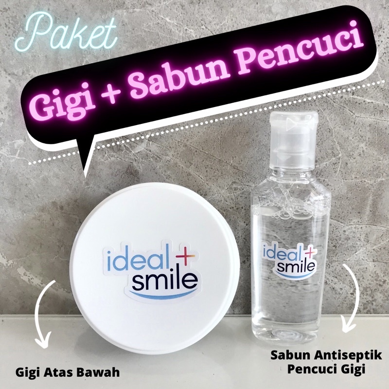 ⭐️ ⭐️⭐️⭐️⭐️Paket GIGI PALSU ATAS BAWAH + SABUN PENCUCI GIGI IDEAL SMILE VENEER GIGI INSTAN snap on s