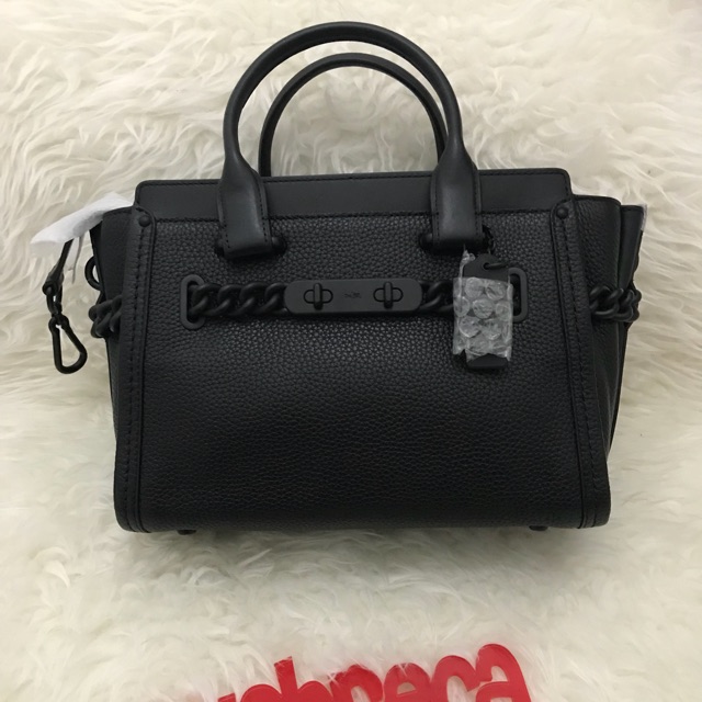Coach swagger 27 black chain nwt db ori