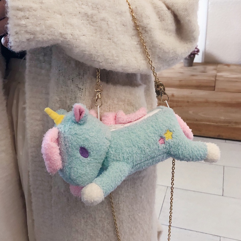 GEMOY TERKINI CANTIK Tas Unicorn My Little Pony Bag Sling Bag Selempang Tas Boneka Kartun Cute Unico