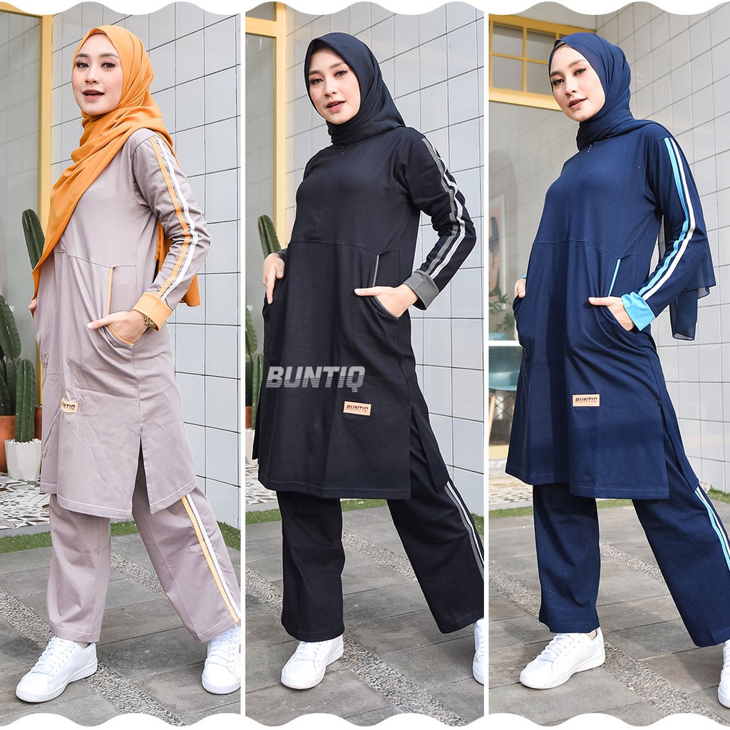 Setelan Baju  Olahraga Wanita Muslim Muslimah  Lengan 