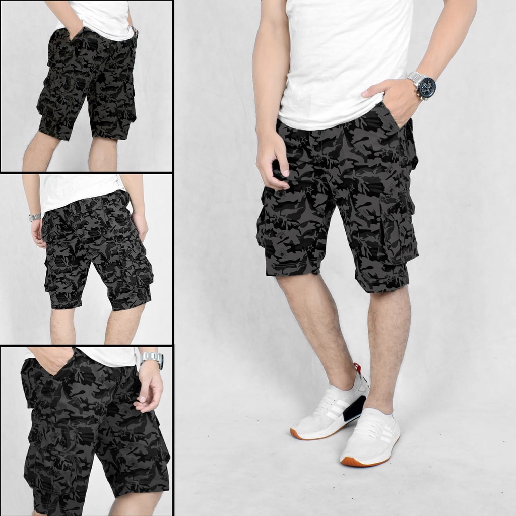 CELANA JOGGER PENDEK LORENG PRIA