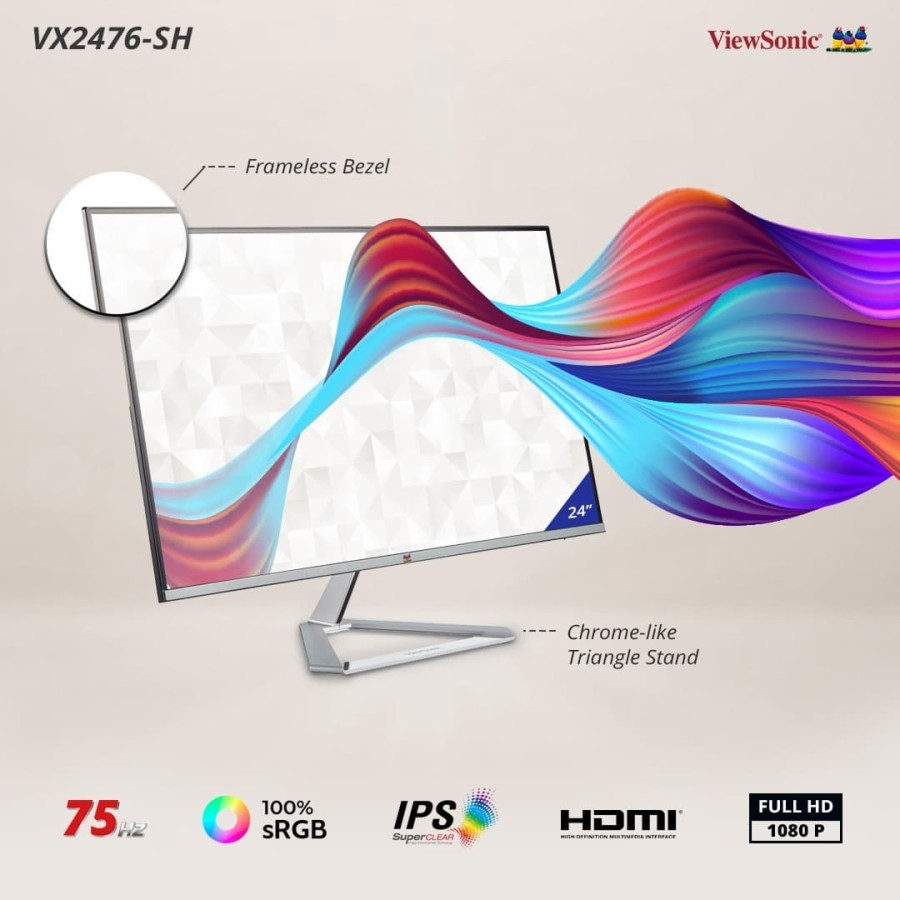 Monitor LED 24" ViewSonic VX2476-SH|75Hz|IPS|100% sRGB|Full HD