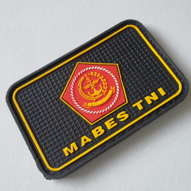 PATCH RUBBER LOGO MABET TNI DASAR HITAM/TEMPELAN EMBLEM KARET VELCRO