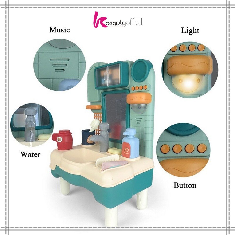 KB-M31 M109 Mainan Anak Kitchen Sink Tempat Cuci Piring Set Mainan Kran Air Wastafel BISA KELUAR AIR-3