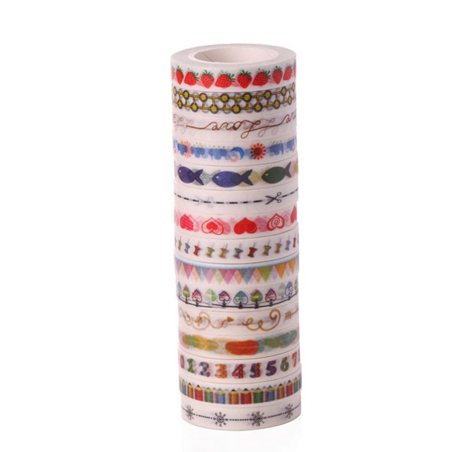 Japanese Washi Tape - Random Pattern 0,5cmx10m (5pcs)